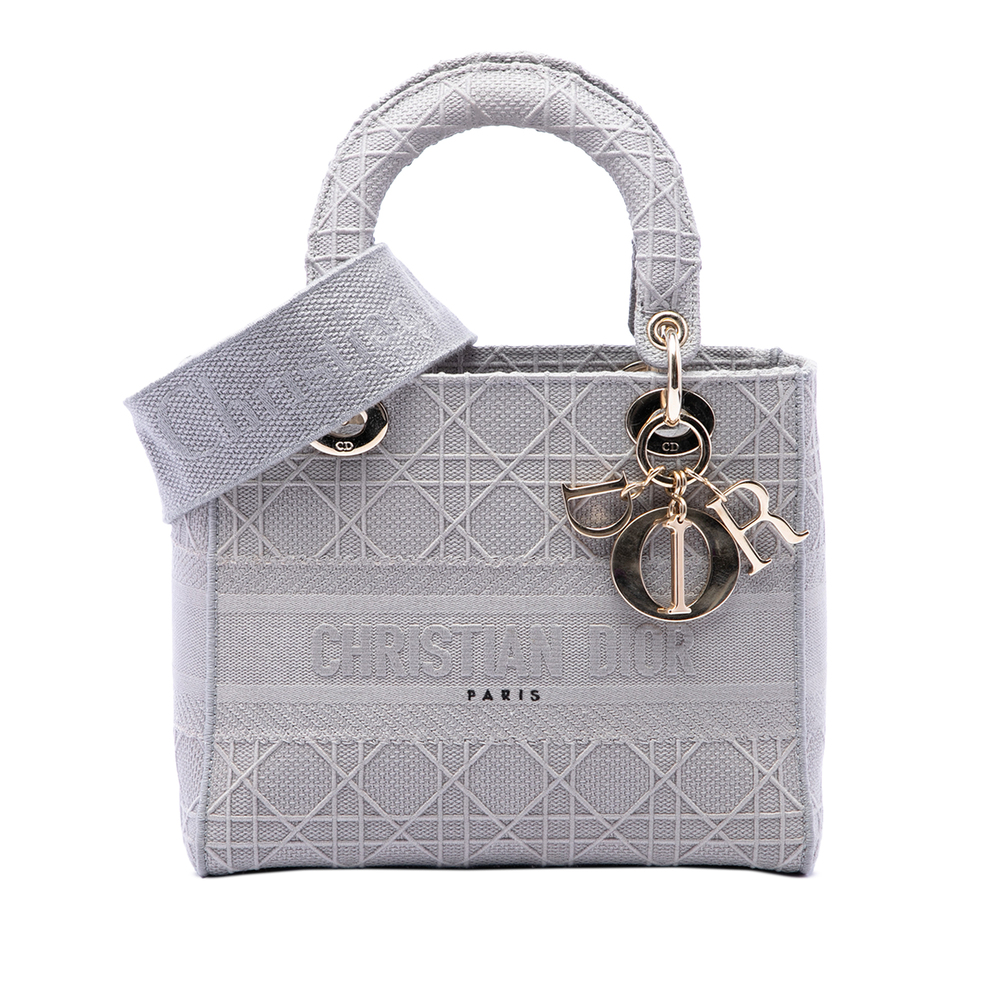 Pre-Loved Dior Medium Embroidered Canvas Cannage Lady D Lite